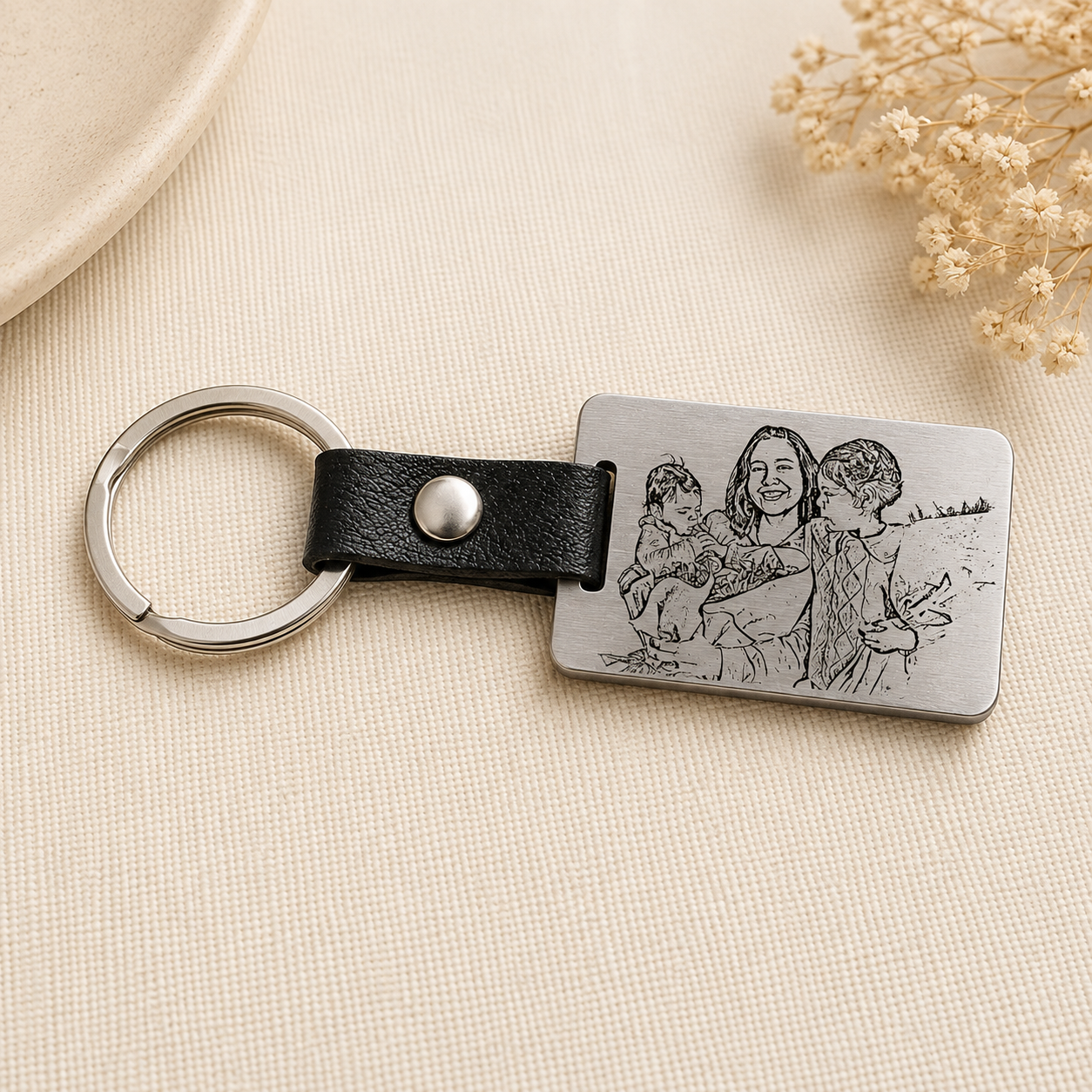 Llavero Personalizado Rectangular de Acero Inoxidable | Grabado Láser