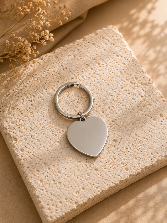 Llavero Personalizado corazón de Acero Inoxidable | Grabado Láser