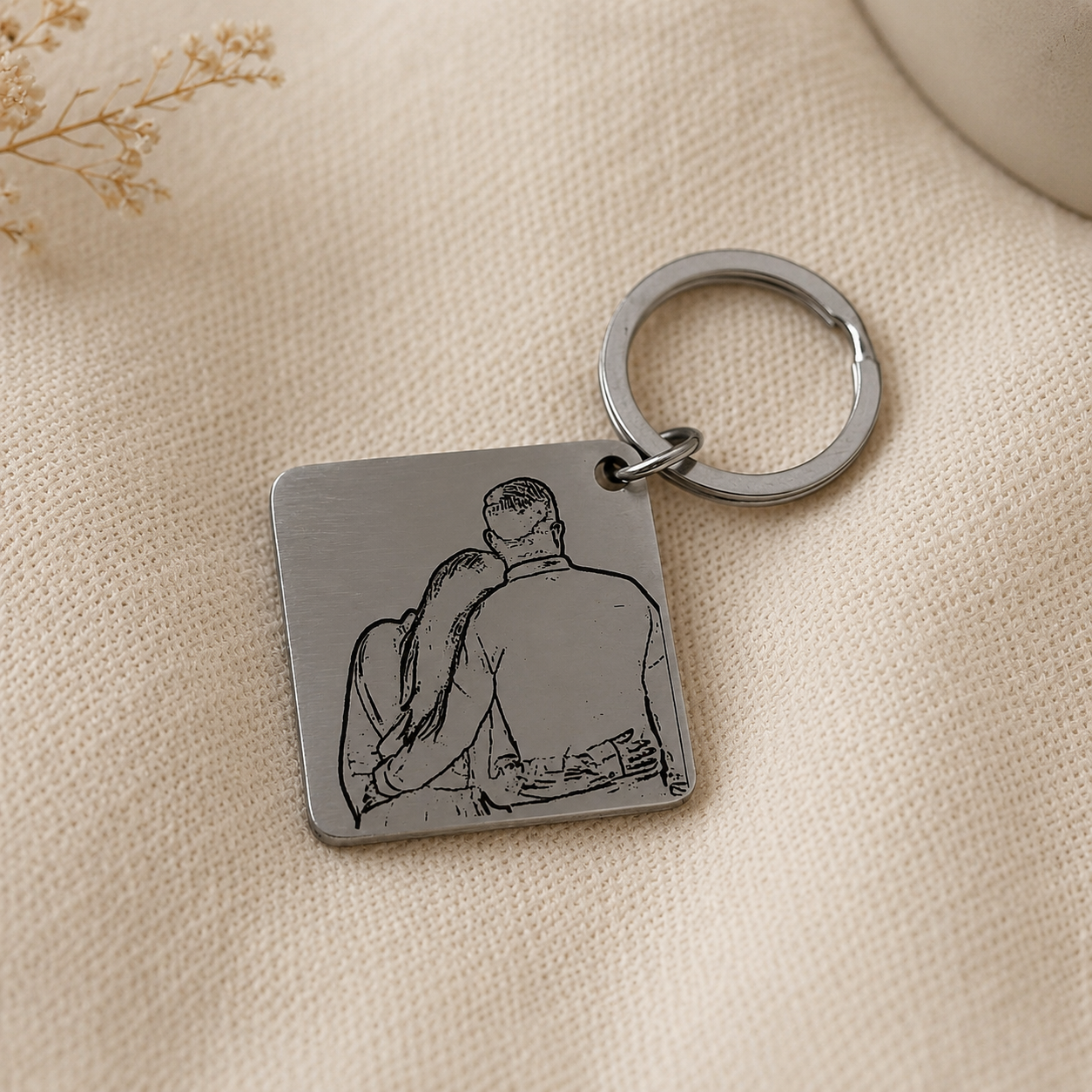 Llavero Personalizado cuadrado de Acero Inoxidable | Grabado Láser