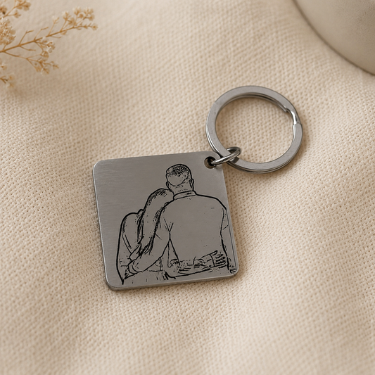 Llavero Personalizado cuadrado de Acero Inoxidable | Grabado Láser
