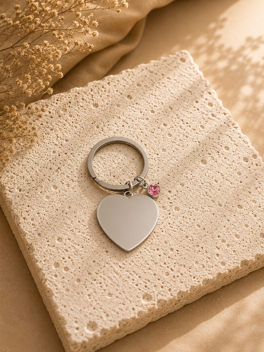 Llavero Personalizado corazón charms de Acero Inoxidable | Grabado Láser