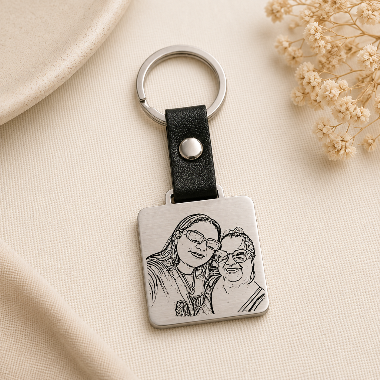 Llavero Personalizado cuadrado de Acero Inoxidable | Grabado Láser