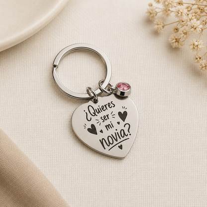 Llavero Personalizado corazón charms de Acero Inoxidable | Grabado Láser